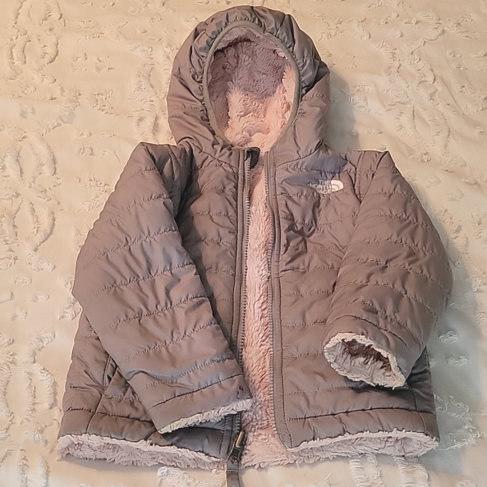 The North Face 3T grey and pink winter jacket